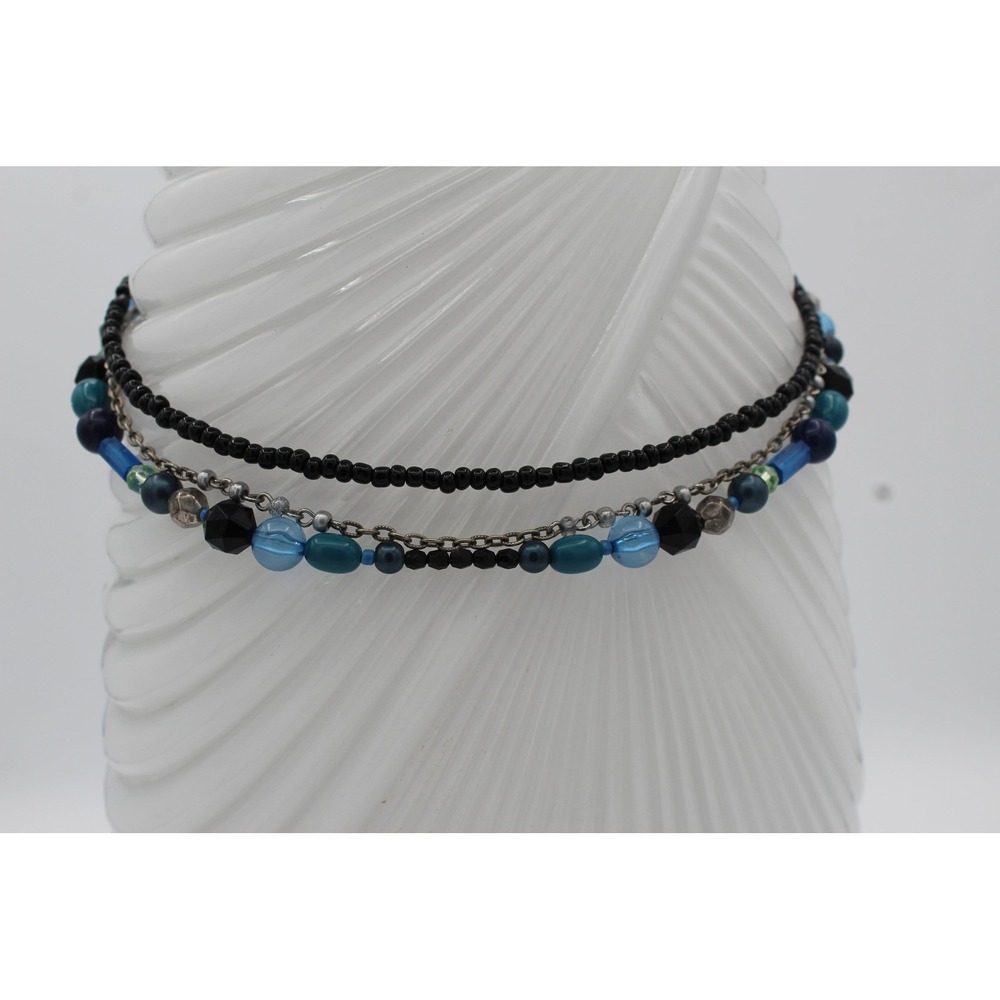 Teal Bead 3-Strand Necklace, Vintage Design House Jewelry